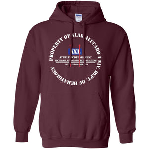 "Property Of Vlad U Dept. of Hematology” -W Personal Designer Men's Women's Pullover Hoodie 8 oz.
