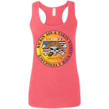“America” - Kickin Ass Since & Takin Names With a Vengeance Since 1776 - Gold Custom Personalized Ladies' Softstyle Racerback Tank