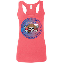 “America” - Kickin Ass Since & Takin Names With a Vengeance Since 1776 - Blue Custom Personalized Ladies' Softstyle Racerback Tank