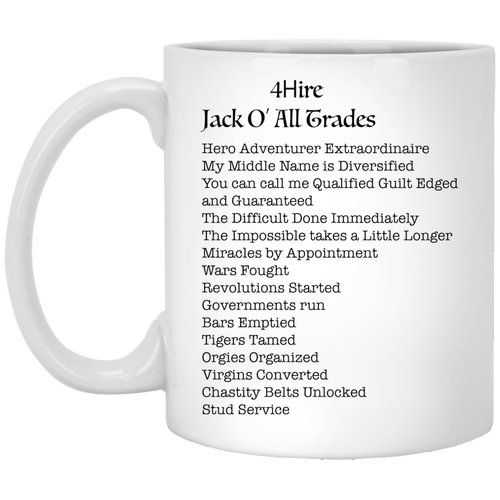4Hire Jack O All Trades - MW Custom Personalized 11 oz. White Mug