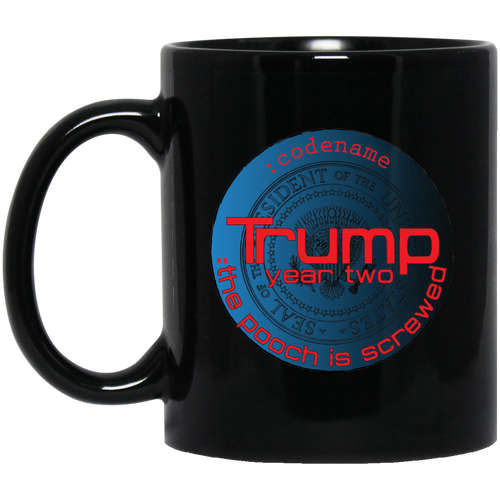 TRUMP: Year Two: Pooch Black Blue Custom Personalized 11 oz. Black Mug
