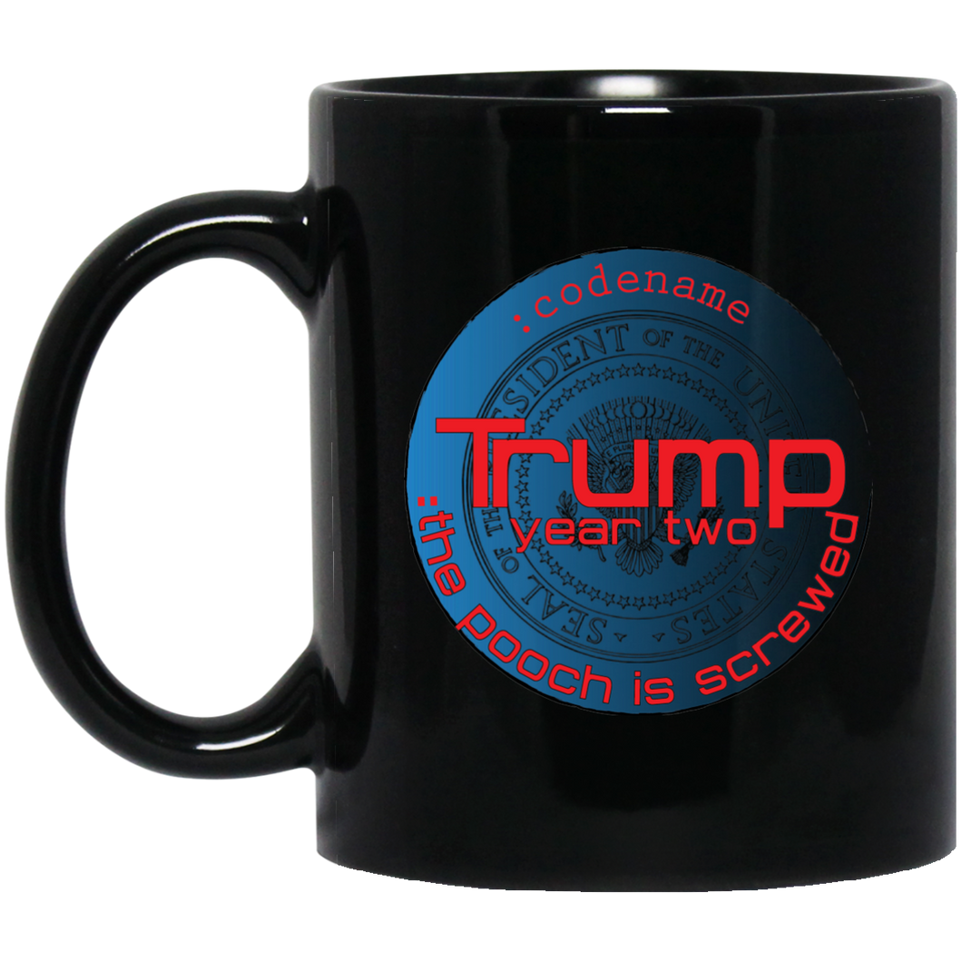 TRUMP: Year Two: Pooch Black Blue Custom Personalized 11 oz. Black Mug