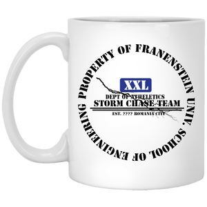 "Property of Frankenstein U. Storm Chase" - MWB Custom Personalized 11 oz. White Mug