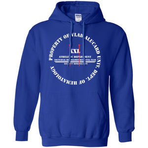 "Property Of Vlad U Dept. of Hematology” -W Personal Designer Men's Women's Pullover Hoodie 8 oz.
