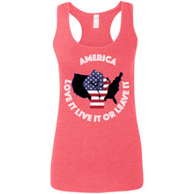 “America” - Love it Live it or Leave it Custom Personalized Ladies' Softstyle Racerback Tank