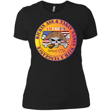 “America” - Kickin Ass Since & Takin Names With a Vengeance Since 1776 - Gold Custom Personalized Ladies' Boyfriend T-Shirt