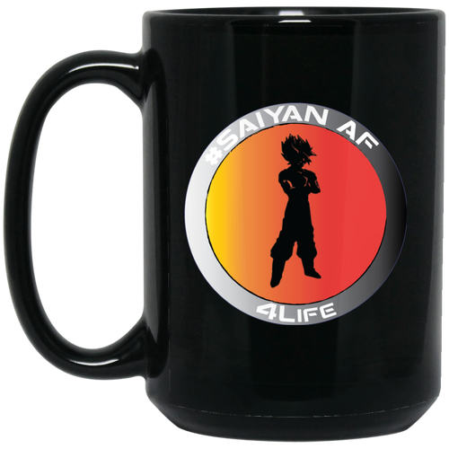 #Saiyan AF - B15W Personal Designer 15 oz. Black Mug