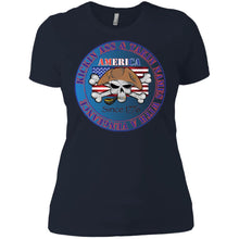 “America” - Kickin Ass Since & Takin Names With a Vengeance Since 1776 - Blue Custom Personalized Ladies' Boyfriend T-Shirt