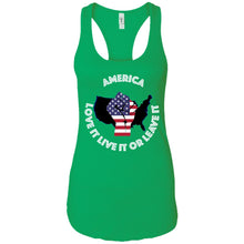 “America” - Love it Live it or Leave it Custom Personalized Ladies' Ideal Racerback Tank