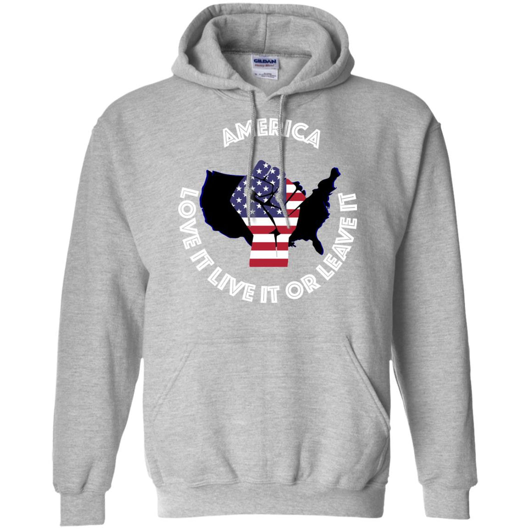 “America” - Love it Live it or Leave it Personal Designer long sleeve Hoodie Men's Women's Pullover Hoodie 8 oz.