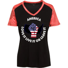 “America” - Love it Live it or Leave it Custom Personalized T-shirts Men's Women's Ladies' CamoHex Colorblock T-Shirt
