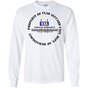 "Property Of Vlad  Alucard U Dept. of Hematology” -B Personal Designer long sleeve Hoodie Men's Women's LS Ultra Cotton T-Shirt