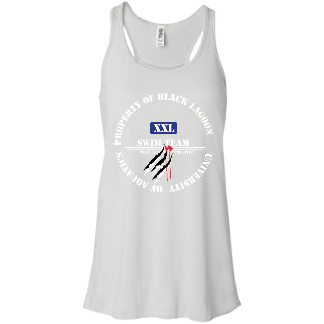 Property of Black Lagoon U. Swim Team - Custom Personalized T-Shirt Ladies' Bella + Canvas Flowy Racerback Tank