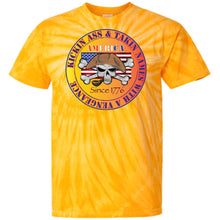 “America” - Kickin Ass Since & Takin Names With a Vengeance Since 1776 - Gold Custom Personalized T-shirts Men's Women's 100% Cotton Tie Dye T-Shirt