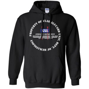 "Property Of Vlad U Dept. of Hematology” -W Personal Designer Men's Women's Pullover Hoodie 8 oz.