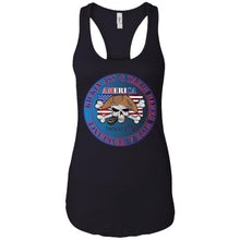 “America” - Kickin Ass Since & Takin Names With a Vengeance Since 1776 - Blue Custom Personalized Ladies' Ideal Racerback Tank