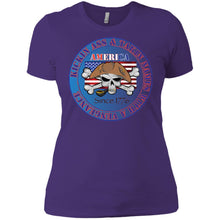“America” - Kickin Ass Since & Takin Names With a Vengeance Since 1776 - Blue Custom Personalized Ladies' Boyfriend T-Shirt