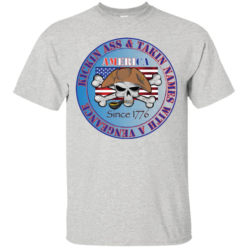 “America” - Kickin Ass Since & Takin Names With a Vengeance Since 1776 - Blue Custom Personalized T-shirts Men's Women's Ultra Cotton T-Shirt