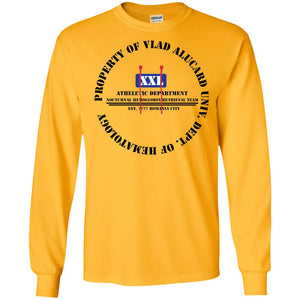 "Property Of Vlad  Alucard U Dept. of Hematology” -B Personal Designer long sleeve Hoodie Men's Women's LS Ultra Cotton T-Shirt