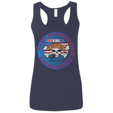 “America” - Kickin Ass Since & Takin Names With a Vengeance Since 1776 - Blue Custom Personalized Ladies' Softstyle Racerback Tank