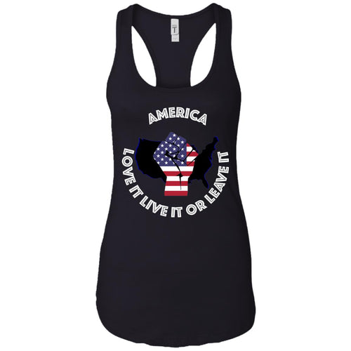 “America” - Love it Live it or Leave it Custom Personalized Ladies' Ideal Racerback Tank