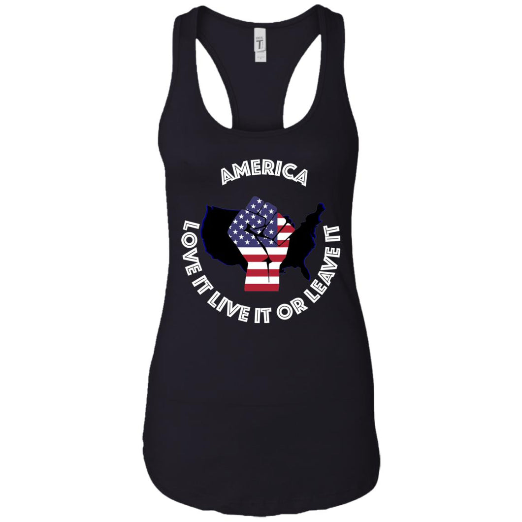 “America” - Love it Live it or Leave it Custom Personalized Ladies' Ideal Racerback Tank