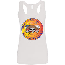 “America” - Kickin Ass Since & Takin Names With a Vengeance Since 1776 - Gold Custom Personalized Ladies' Softstyle Racerback Tank