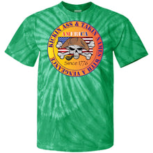 “America” - Kickin Ass Since & Takin Names With a Vengeance Since 1776 - Gold Custom Personalized T-shirts Men's Women's 100% Cotton Tie Dye T-Shirt