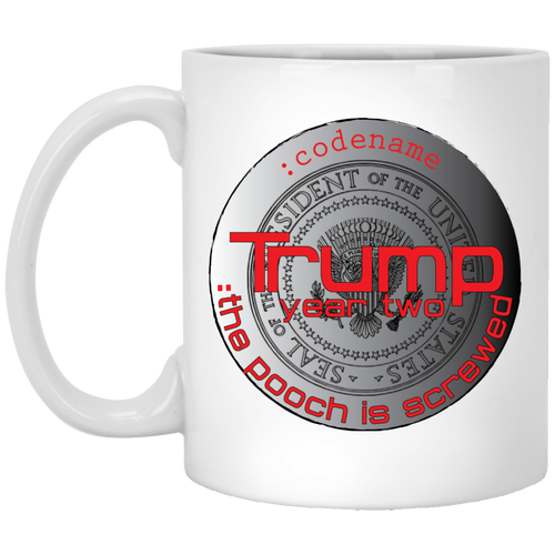 TRUMP: Year Two: Pooch White Silver Custom Personalized 11 oz. White Mug