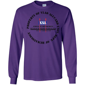 "Property Of Vlad  Alucard U Dept. of Hematology” -B Personal Designer long sleeve Hoodie Men's Women's LS Ultra Cotton T-Shirt
