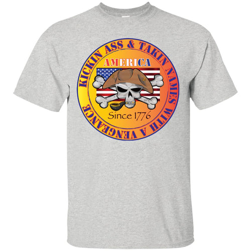 “America” - Kickin Ass Since & Takin Names With a Vengeance Since 1776 - Gold Custom Personalized T-shirts Men's Women's Ultra Cotton T-Shirt