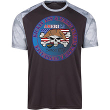 “America” - Kickin Ass Since & Takin Names With a Vengeance Since 1776 - Blue Custom Personalized T-shirts Men's Women's CamoHex Colorblock T-Shirt