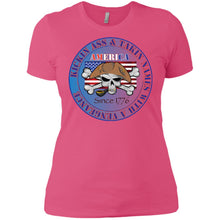 “America” - Kickin Ass Since & Takin Names With a Vengeance Since 1776 - Blue Custom Personalized Ladies' Boyfriend T-Shirt