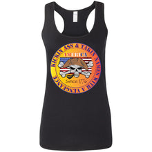 “America” - Kickin Ass Since & Takin Names With a Vengeance Since 1776 - Gold Custom Personalized Ladies' Softstyle Racerback Tank