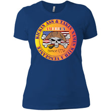 “America” - Kickin Ass Since & Takin Names With a Vengeance Since 1776 - Gold Custom Personalized Ladies' Boyfriend T-Shirt