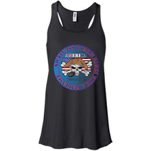 “America” - Kickin Ass Since & Takin Names With a Vengeance Since 1776 - Blue Custom Personalized T-Shirt Ladies' Bella + Canvas Flowy Racerback Tank
