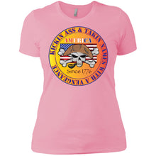 “America” - Kickin Ass Since & Takin Names With a Vengeance Since 1776 - Gold Custom Personalized Ladies' Boyfriend T-Shirt