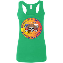 “America” - Kickin Ass Since & Takin Names With a Vengeance Since 1776 - Gold Custom Personalized Ladies' Softstyle Racerback Tank