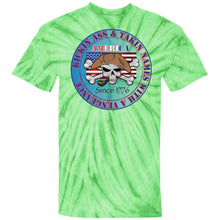 “America” - Kickin Ass Since & Takin Names With a Vengeance Since 1776 - Blue Custom Personalized T-shirts Men's Women's 100% Cotton Tie Dye T-Shirt