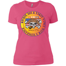 “America” - Kickin Ass Since & Takin Names With a Vengeance Since 1776 - Gold Custom Personalized Ladies' Boyfriend T-Shirt