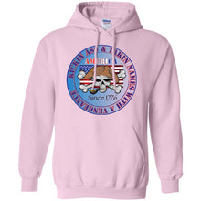 “America” - Kickin Ass Since & Takin Names With a Vengeance Since 1776 - Blue Personal Designer long sleeve Hoodie Men's Women's Pullover Hoodie 8 oz.