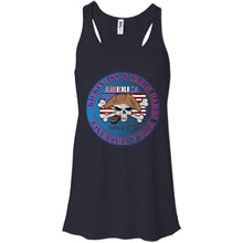 “America” - Kickin Ass Since & Takin Names With a Vengeance Since 1776 - Blue Custom Personalized T-Shirt Ladies' Bella + Canvas Flowy Racerback Tank