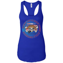 “America” - Kickin Ass Since & Takin Names With a Vengeance Since 1776 - Blue Custom Personalized Ladies' Ideal Racerback Tank