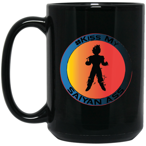 #Kiss My Saiyan Asss W15B Personal Designer 15 oz. Black Mug