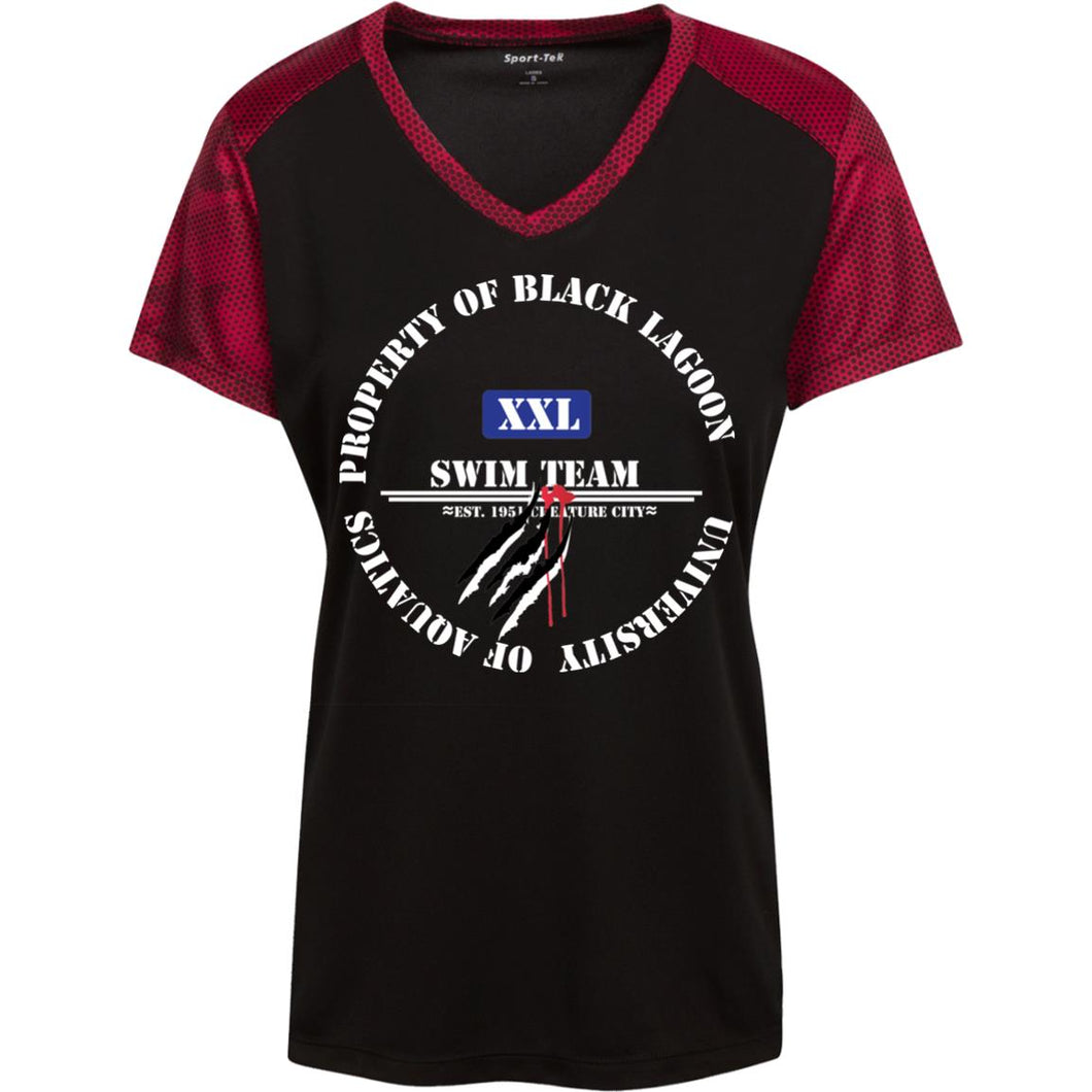 Property of Black Lagoon U. Swim Team - Custom Personalized T-shirts Men's Women's Ladies' CamoHex Colorblock T-Shirt