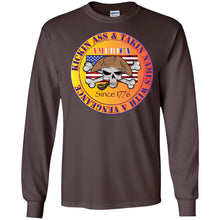 “America” - Kickin Ass Since & Takin Names With a Vengeance Since 1776 - Gold Personal Designer long sleeve T-shirts Men's Women's LS Ultra Cotton T-Shirt