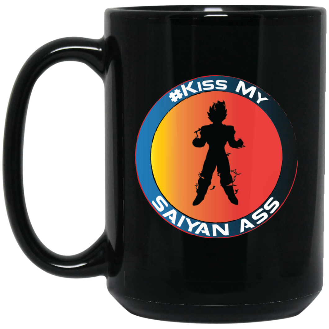 #Kiss My Saiyan Asss B15W Personal Designer 15 oz. Black Mug