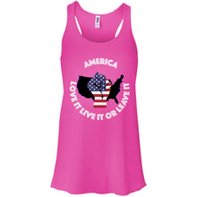 “America” - Love it Live it or Leave it Custom Personalized T-Shirt Ladies' Bella + Canvas Flowy Racerback Tank