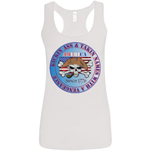 “America” - Kickin Ass Since & Takin Names With a Vengeance Since 1776 - Blue Custom Personalized Ladies' Softstyle Racerback Tank