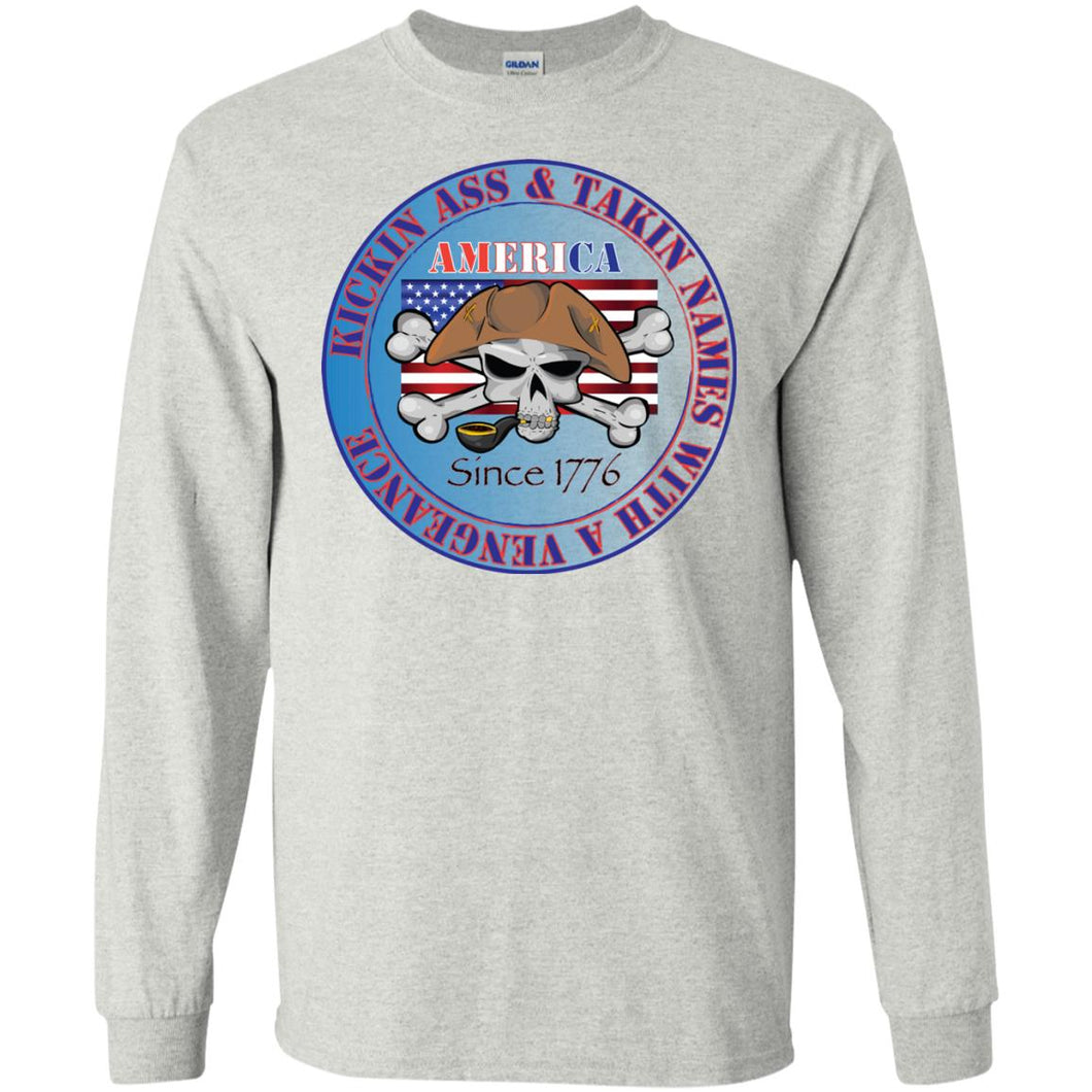 America Kickin Ass Since 1776 -B Personal Designer long sleeve T-shirts Men's Women's LS Ultra Cotton T-Shirt